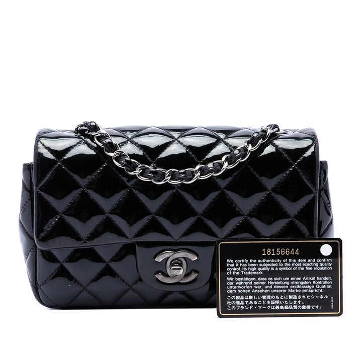 Chanel Mini Rectangular Classic Cuir verni Simple rabat