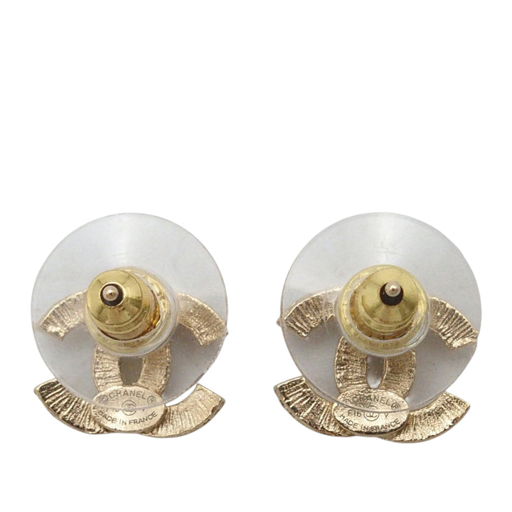 Chanel CC Brass Strass fermoir poussette Boucles d’oreilles