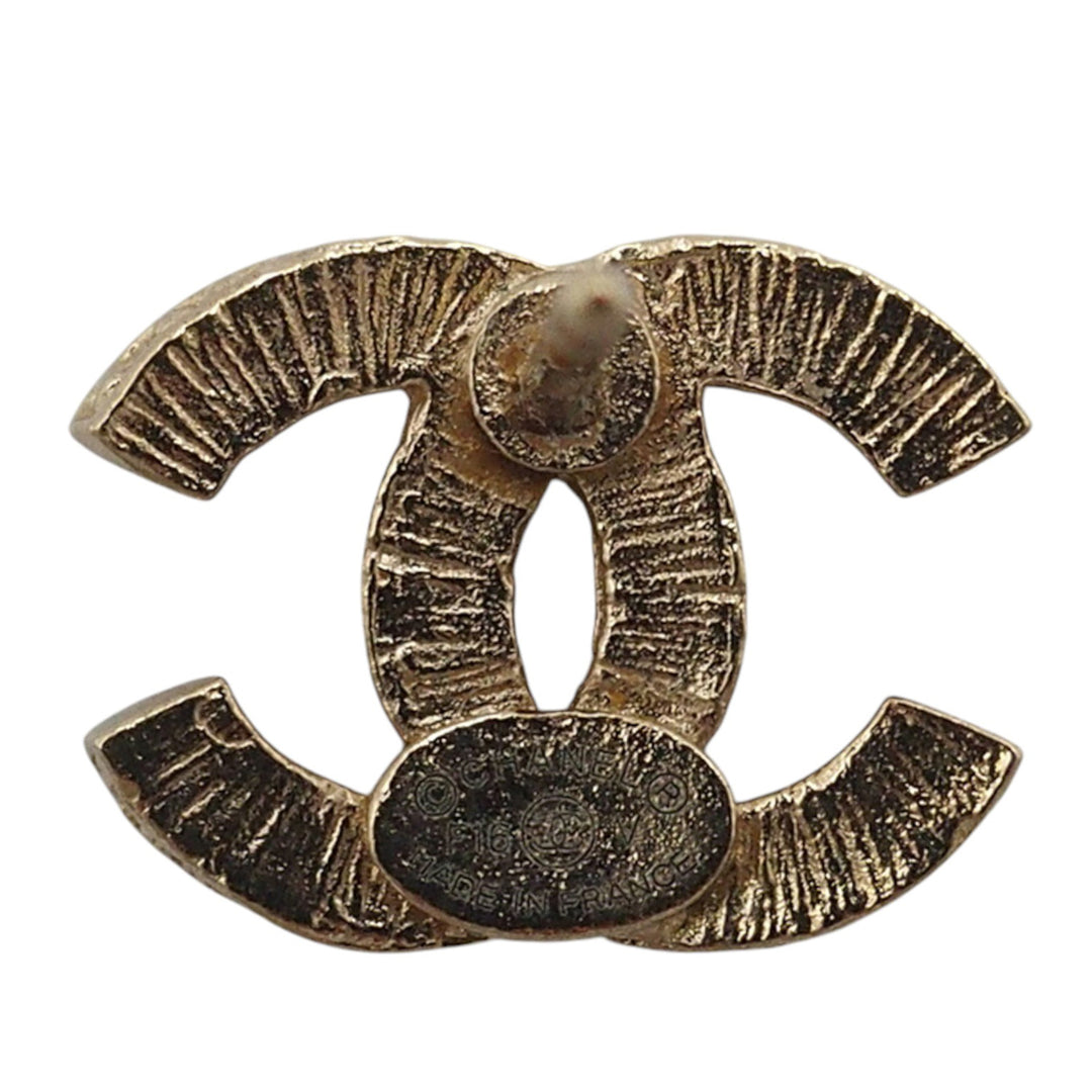 Chanel CC Brass Strass fermoir poussette Boucles d’oreilles