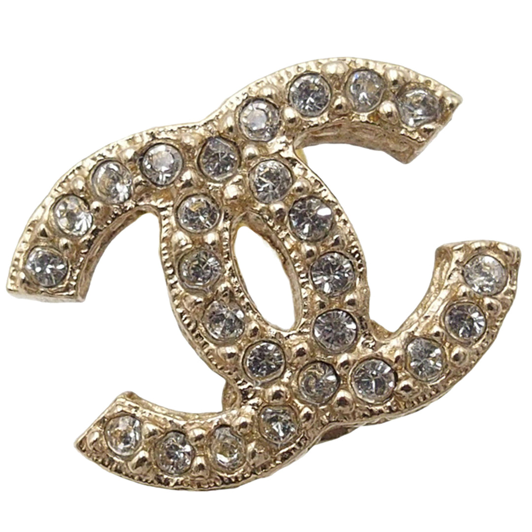 Chanel CC Brass Strass fermoir poussette Boucles d’oreilles