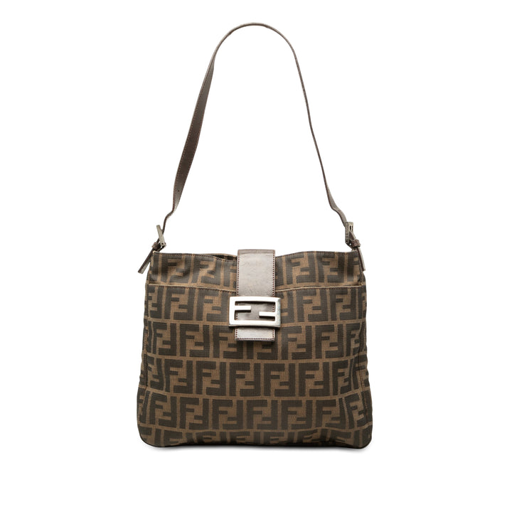 Fendi Sac porté épaule Zucca Marron – vue principale – GABY PARIS