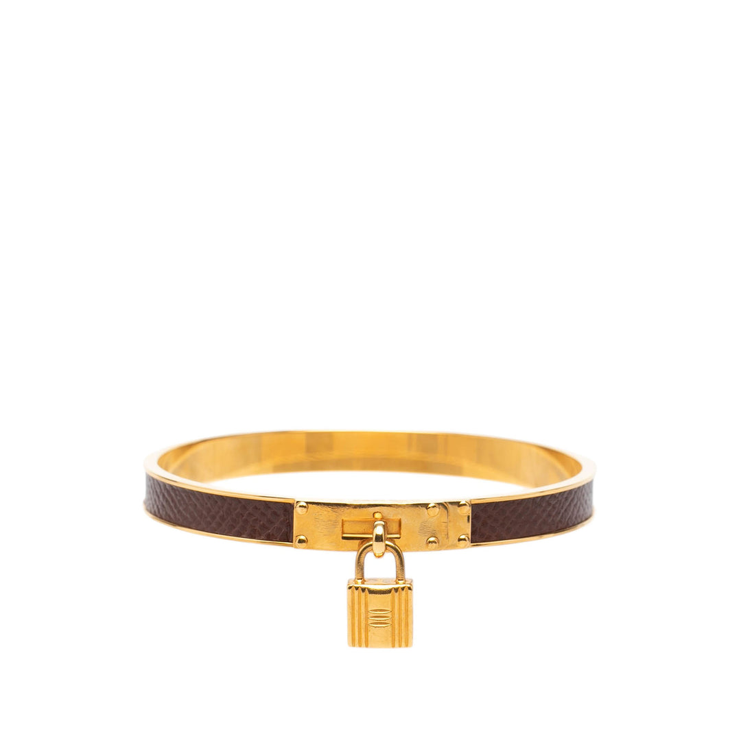 Hermès plaqué Kelly Cadena Lock Bangle Bracelet Cuir Epsom