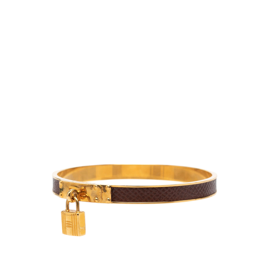 Hermès plaqué Kelly Cadena Lock Bangle Bracelet Cuir Epsom