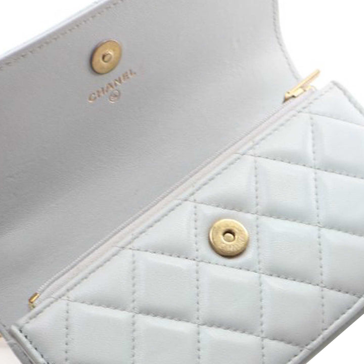 Chanel Mini CC Cuir d’agneau Camellia Crush Pochette avec chaîne