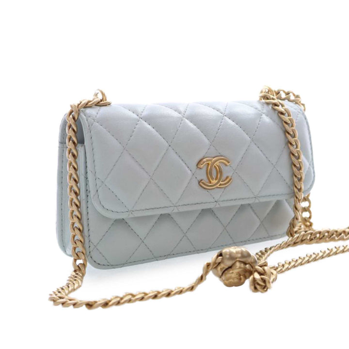 Chanel Mini CC Cuir d’agneau Camellia Crush Pochette avec chaîne