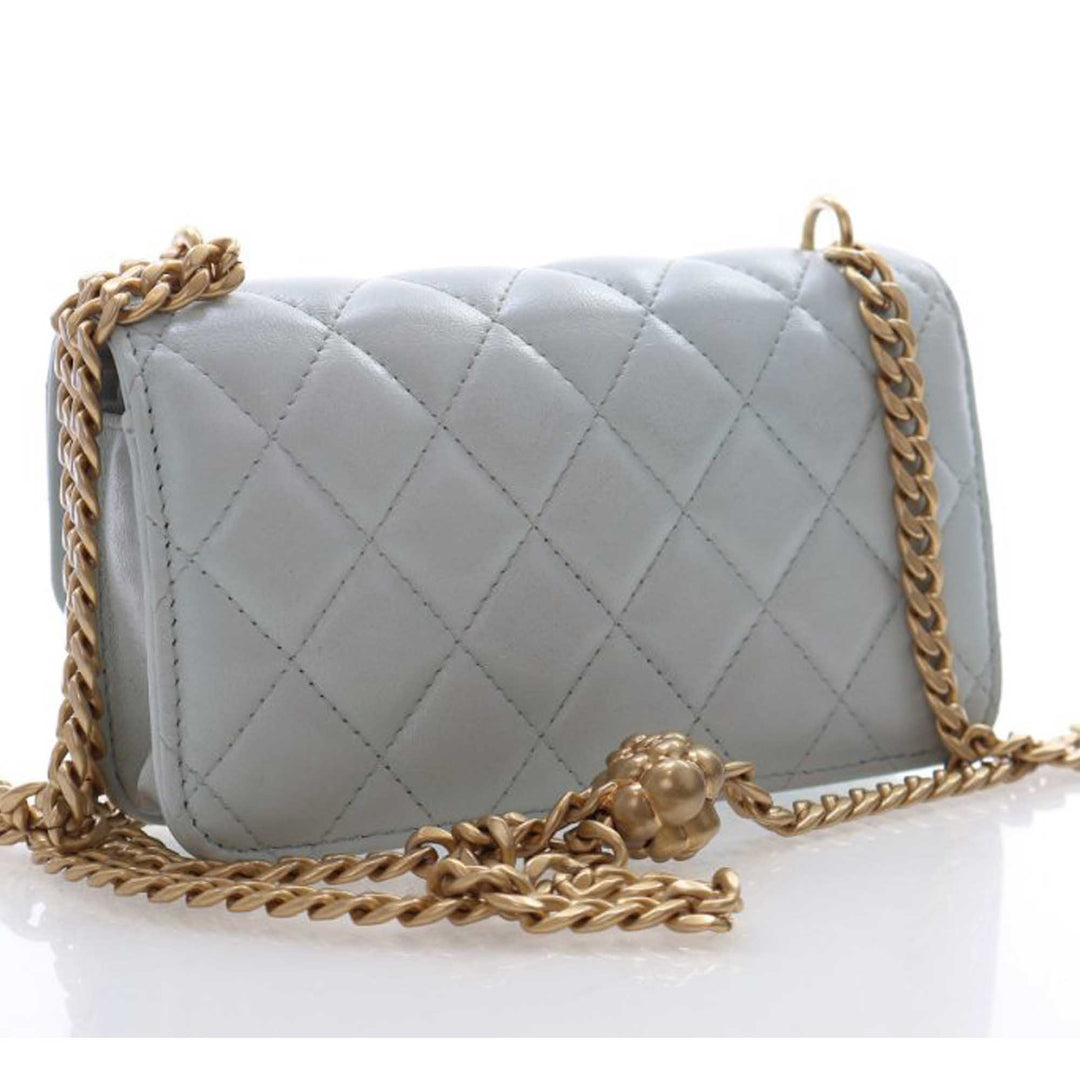 Chanel Mini CC Cuir d’agneau Camellia Crush Pochette avec chaîne