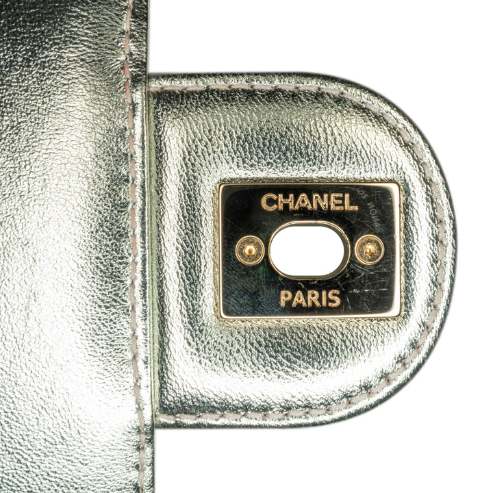 Mini Metallic Lambskin Like a Wallet Flap Bag Pink - Gaby Paris