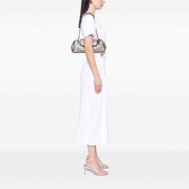 Chanel Métallisé Perforated Cuir de veau Drill Accordion Flap Argenté