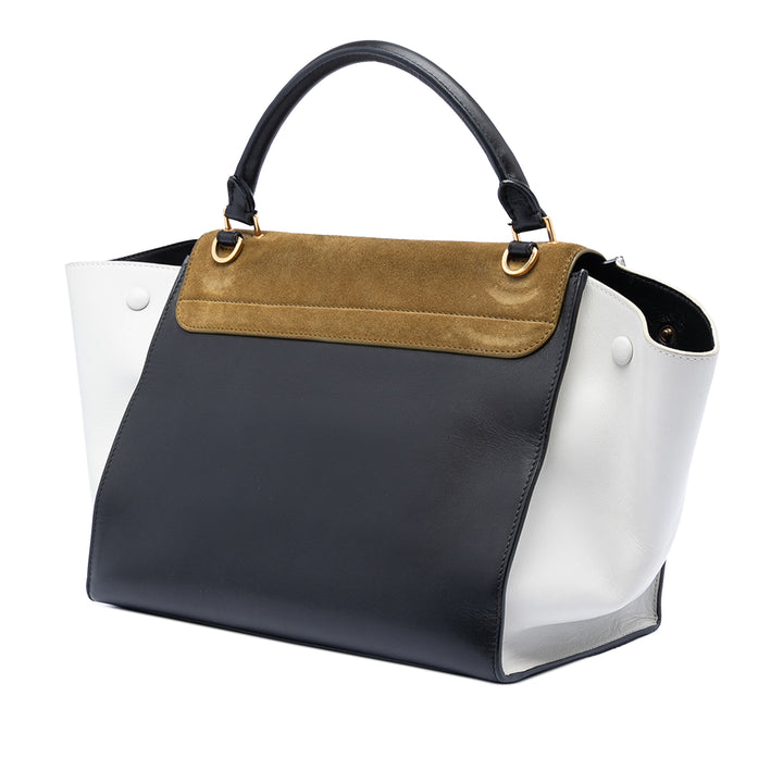 Celine Medium Tricolor Cuir de veau et Daim Trapeze Sac