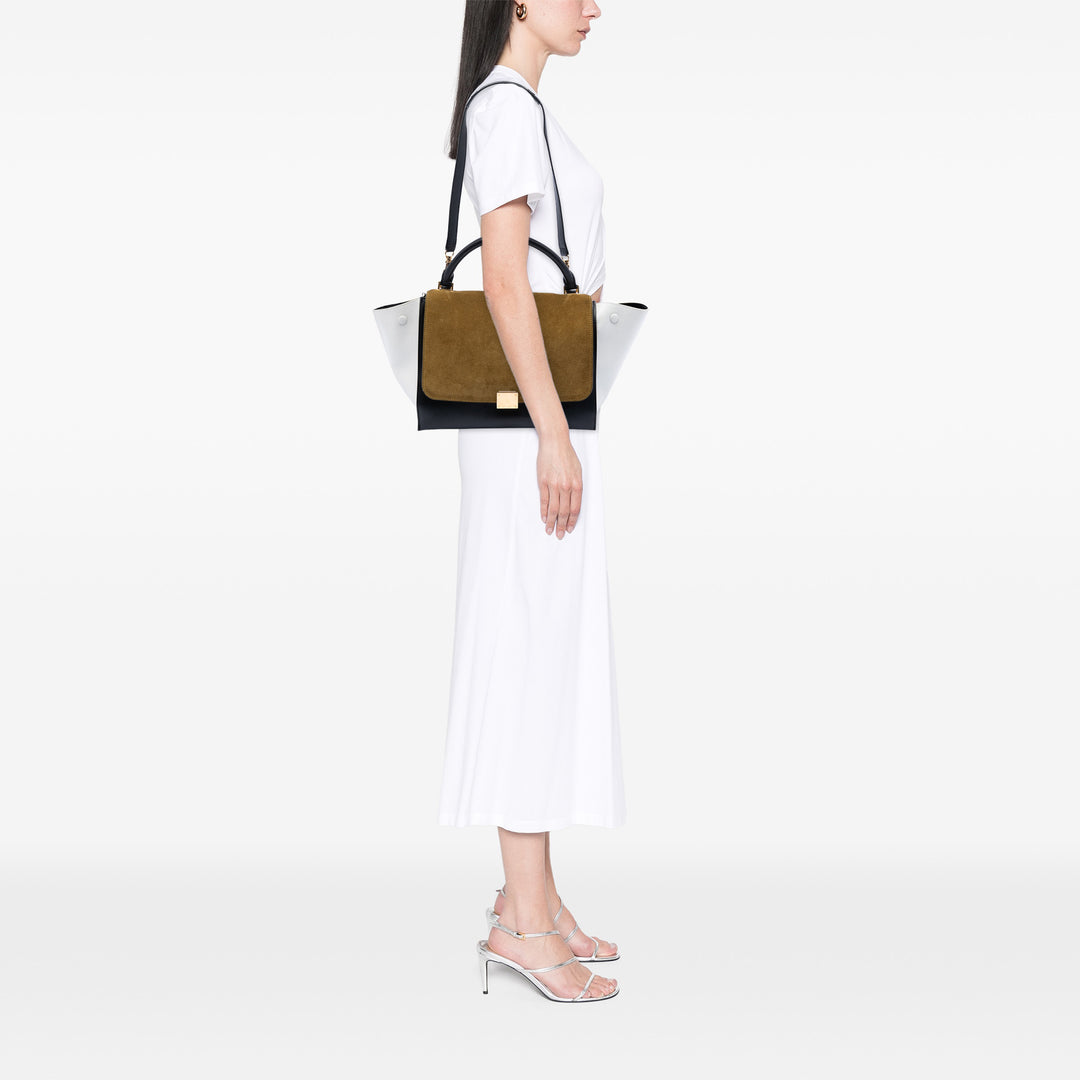 Celine Medium Tricolor Cuir de veau et Daim Trapeze Sac