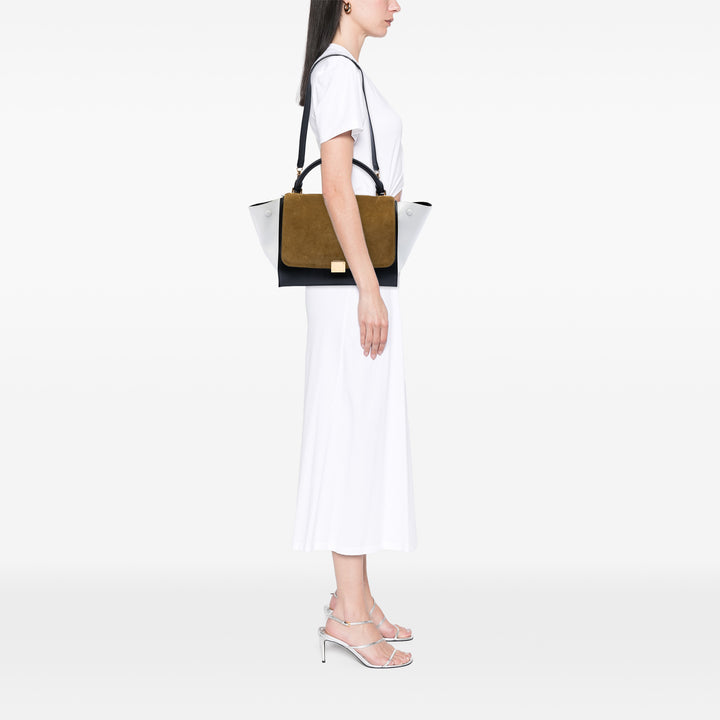 Celine Medium Tricolor Cuir de veau et Daim Trapeze Sac