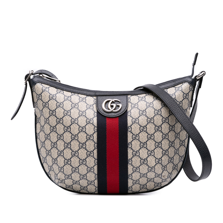 Gucci Small GG Supreme Web Ophidia Half Moon Sac porté croisé