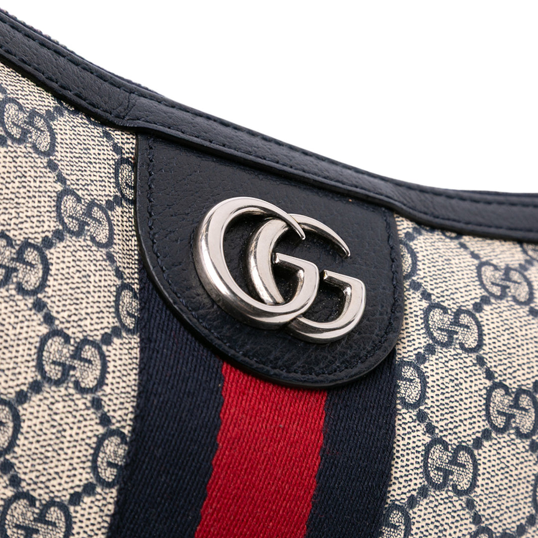 Gucci Small GG Supreme Web Ophidia Half Moon Sac porté croisé