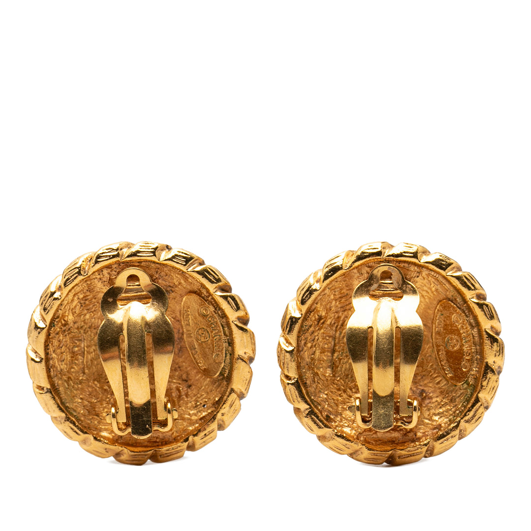 Chanel CC plaqué Sunburst Rond Clip On Boucles d’oreilles