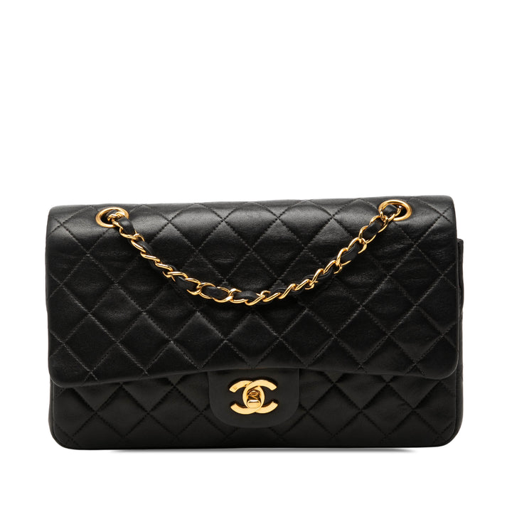 Classic Double rabat Moyen Cuir d'agneau Noir