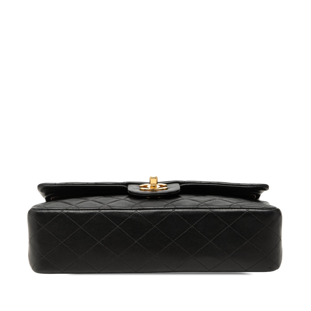 Classic Double rabat Moyen Cuir d'agneau Noir