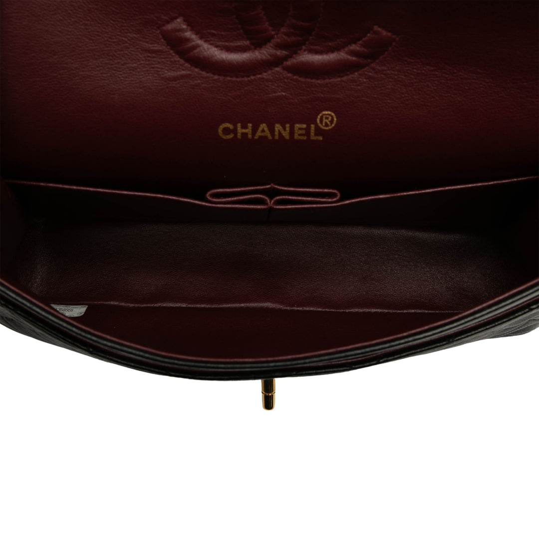 Classic Double rabat Moyen Cuir d'agneau Noir