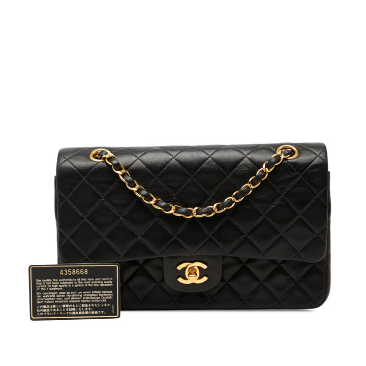 Classic Double rabat Moyen Cuir d'agneau Noir