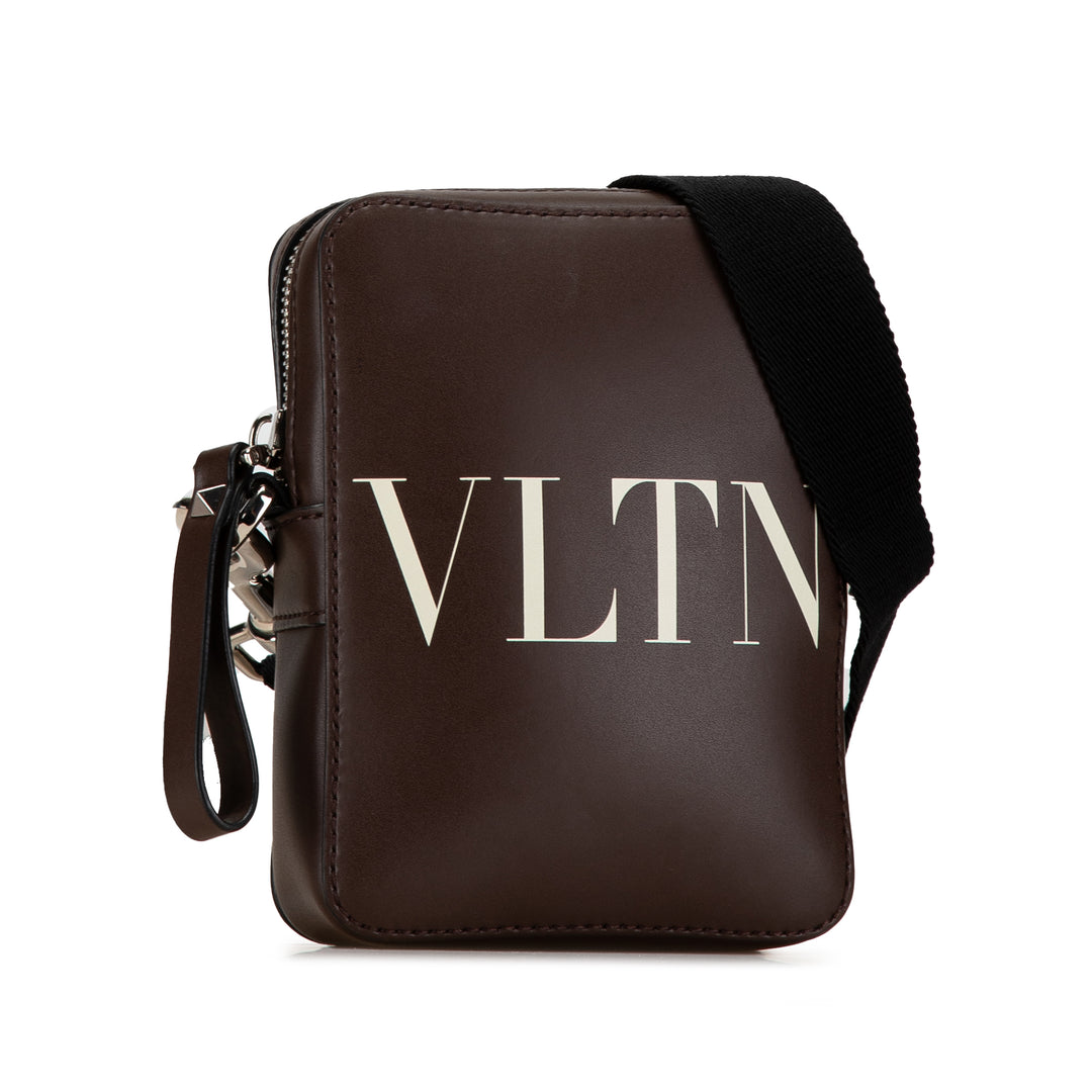 Small Leather VLTN Crossbody Brown - Gaby Paris