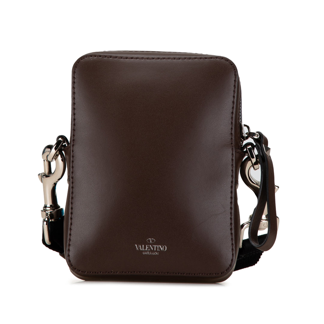 Small Leather VLTN Crossbody Brown - Gaby Paris