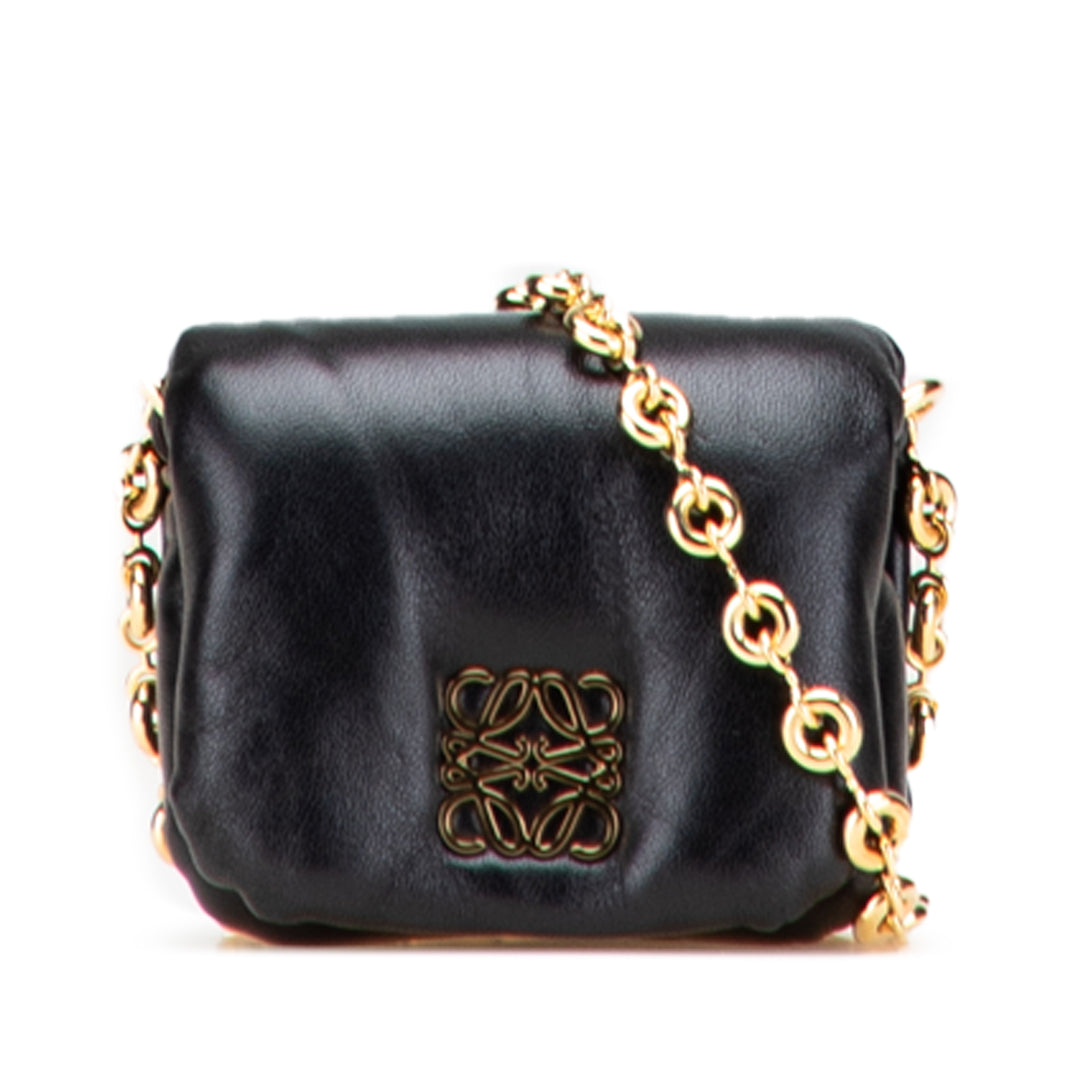 Shiny Lambskin Goya Puffer Case Black - Gaby Paris