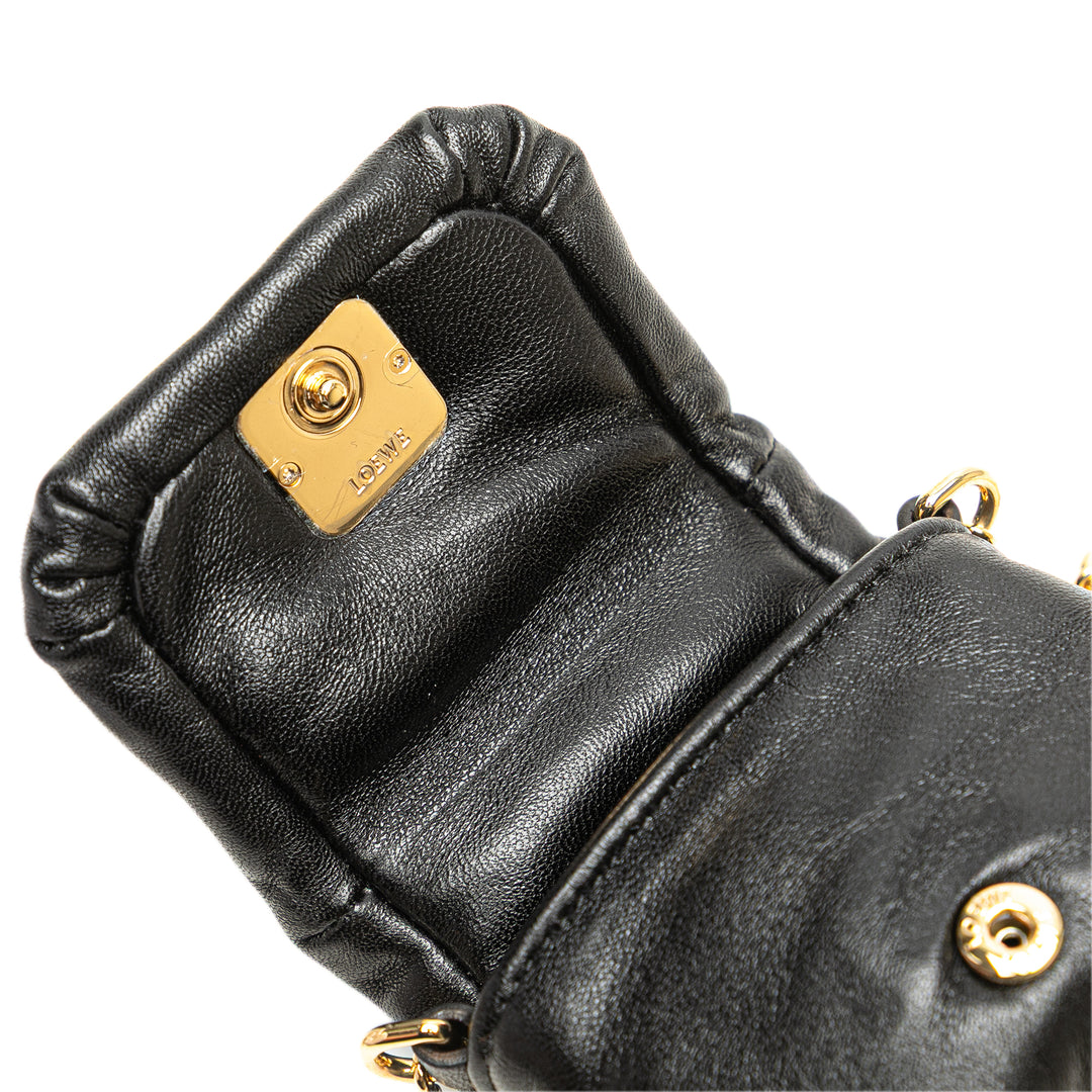 Shiny Lambskin Goya Puffer Case Black - Gaby Paris
