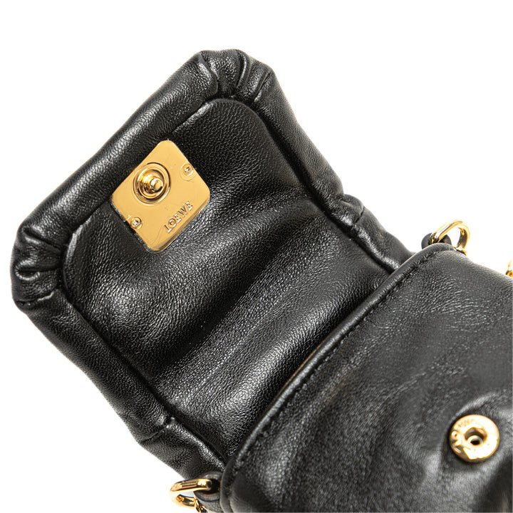 Shiny Lambskin Goya Puffer Case Black - Gaby Paris