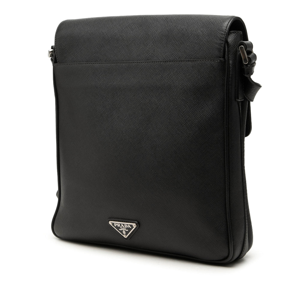Prada Sac bandoulière Buckle Messenger Saffiano Noir – vue 2 – GABY PARIS