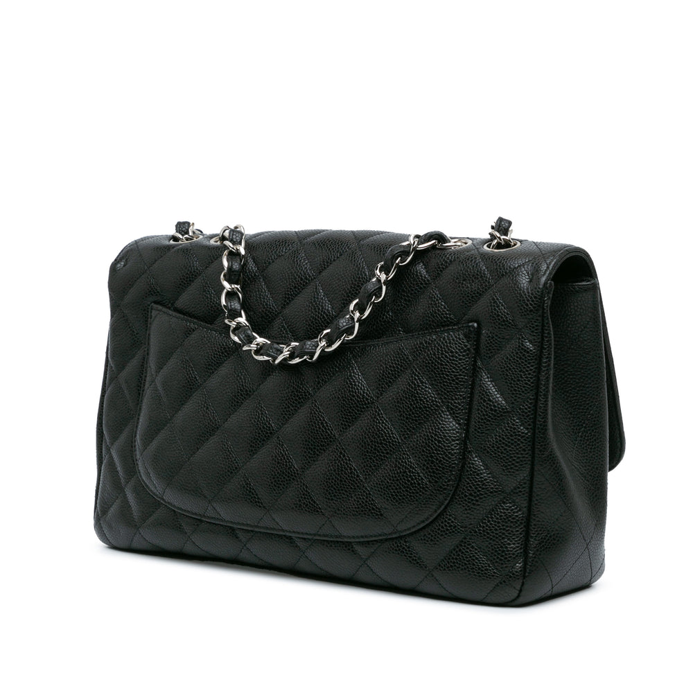 Jumbo Classic Caviar Single Flap Black - Gaby Paris