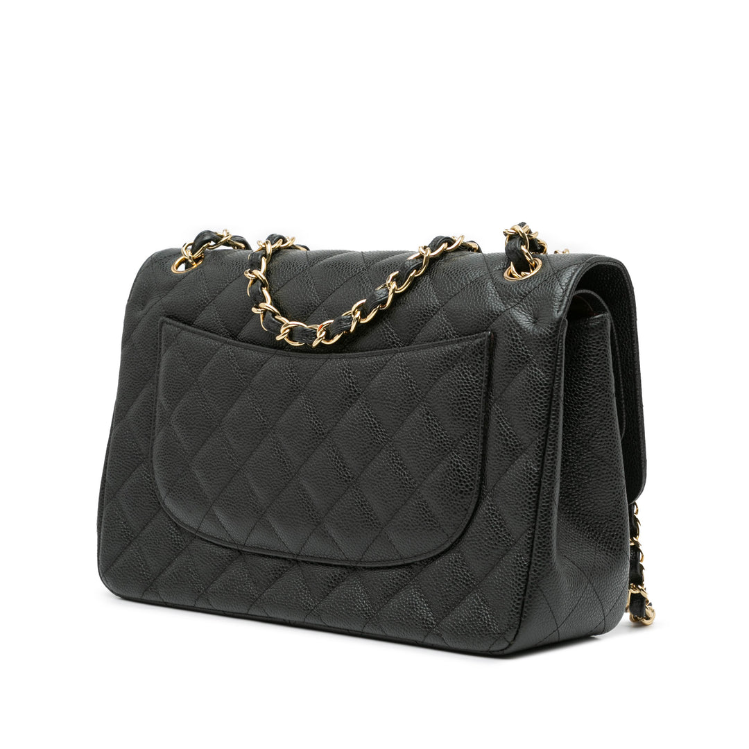 Jumbo Classic Caviar Double Flap Black - Gaby Paris