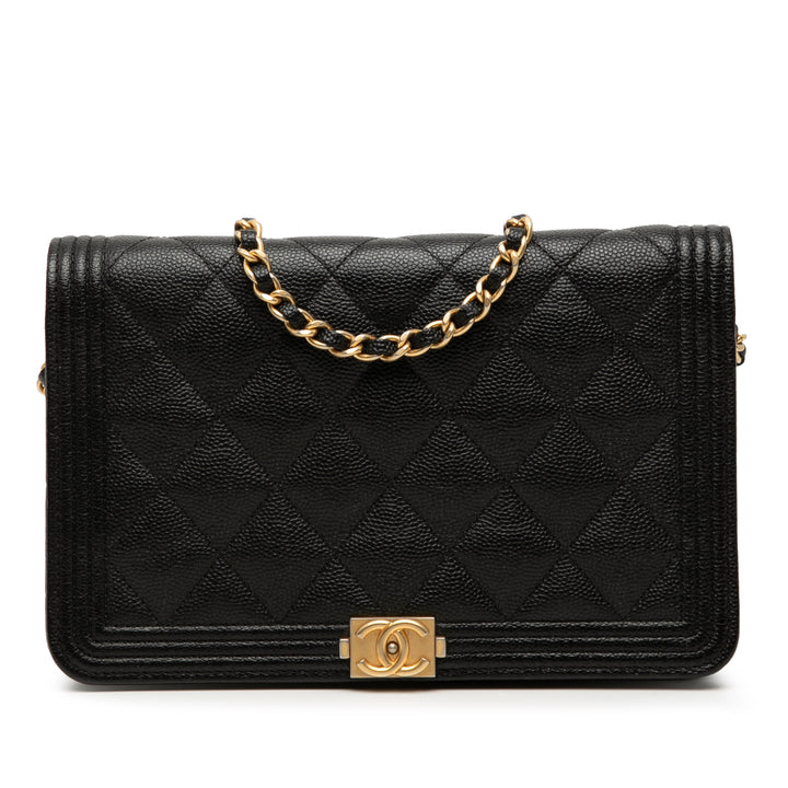 Chanel Matelassé Caviar Boy Wallet on Chain