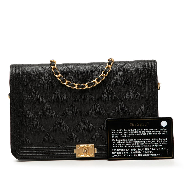 Chanel Matelassé Caviar Boy Wallet on Chain
