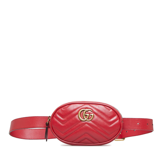 GG Marmont Matelasse Belt Bag Red - Gaby Paris