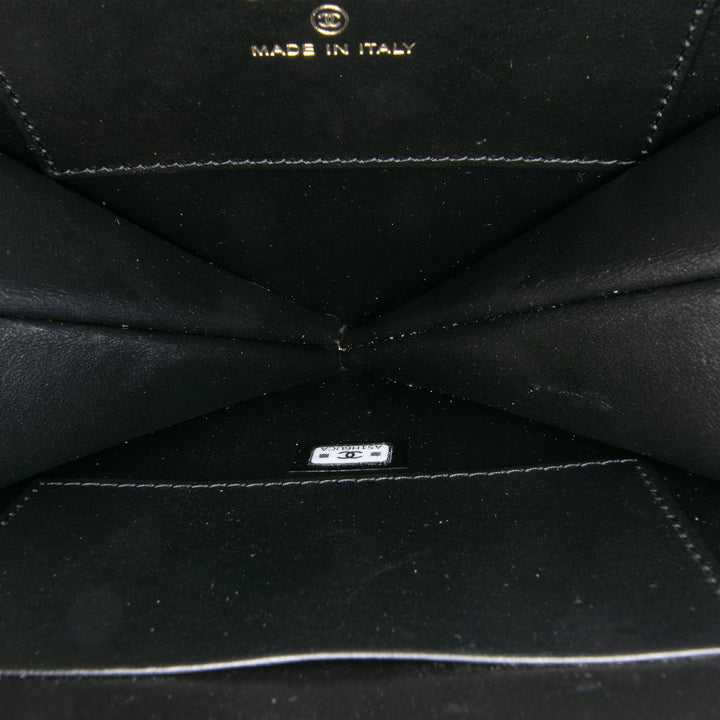 Quilted Patent Calfskin CC Heart Clutch With Chain Black - Gaby Paris