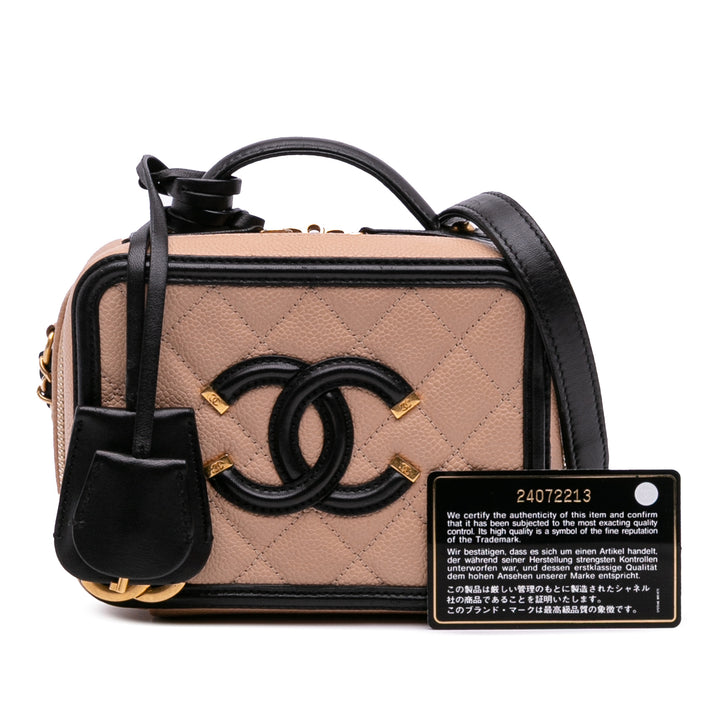 Chanel Small Caviar CC Filigree Vanity Étui Marron