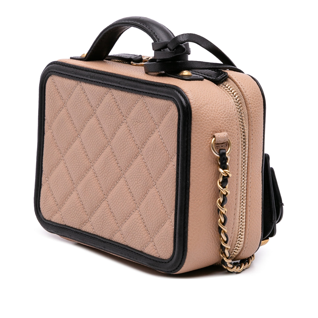 Chanel Small Caviar CC Filigree Vanity Étui Marron