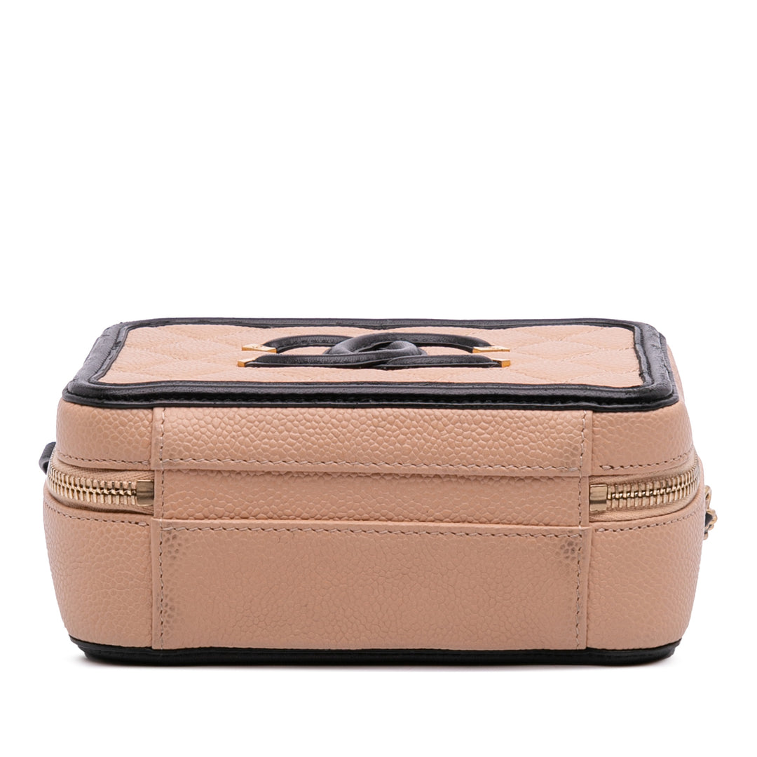 Chanel Small Caviar CC Filigree Vanity Étui Marron