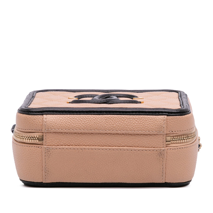 Chanel Small Caviar CC Filigree Vanity Étui Marron