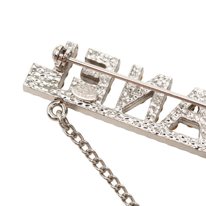 Chanel CC Brass Strass Pin Broche avec chaîne