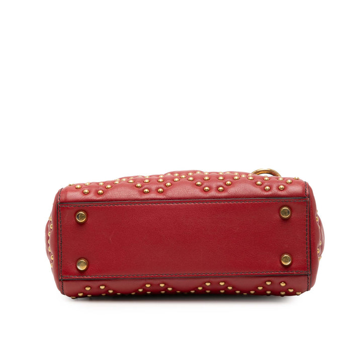 Dior Mini Cuir d’agneau Cannage clouté Supple Lady Dior