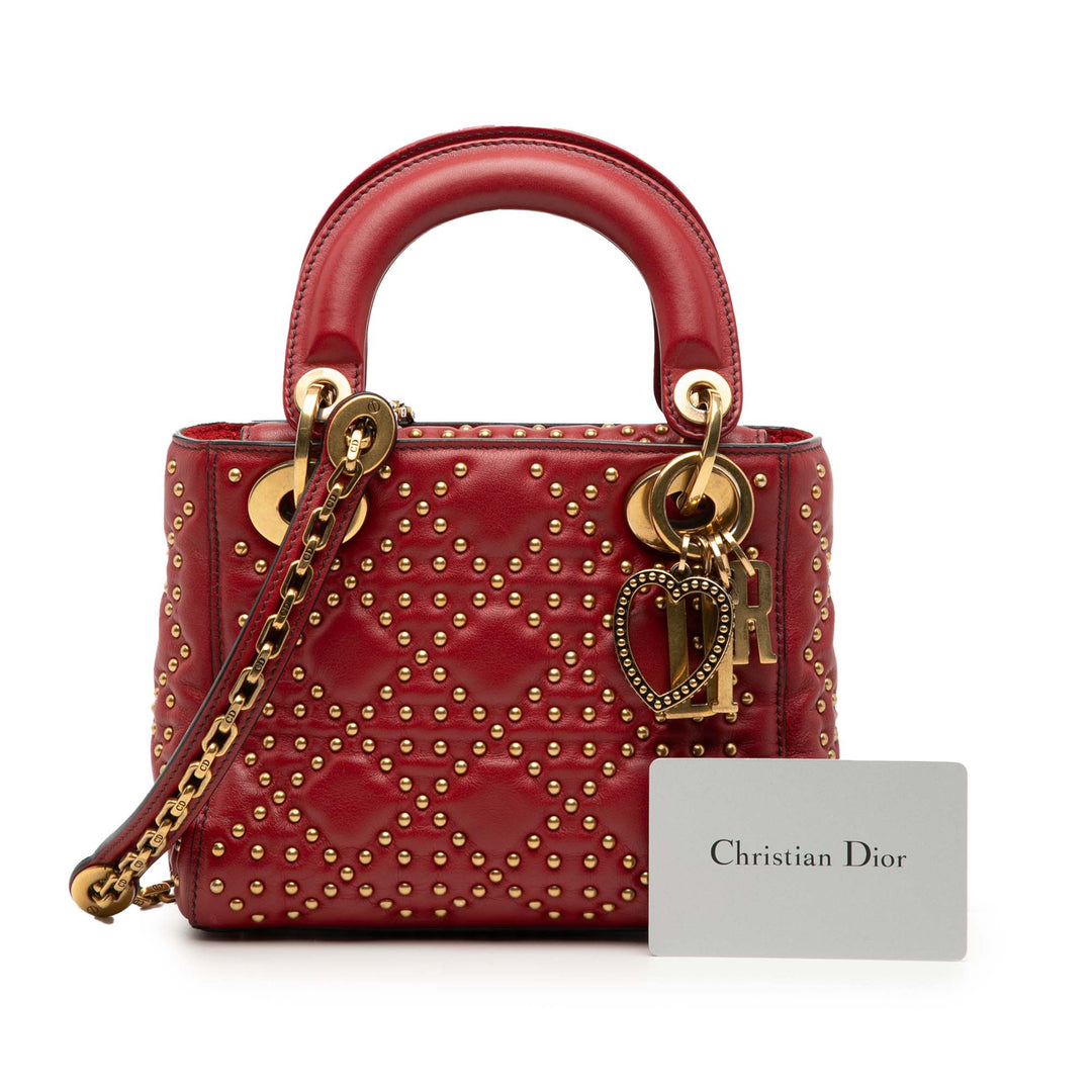 Dior Mini Cuir d’agneau Cannage clouté Supple Lady Dior