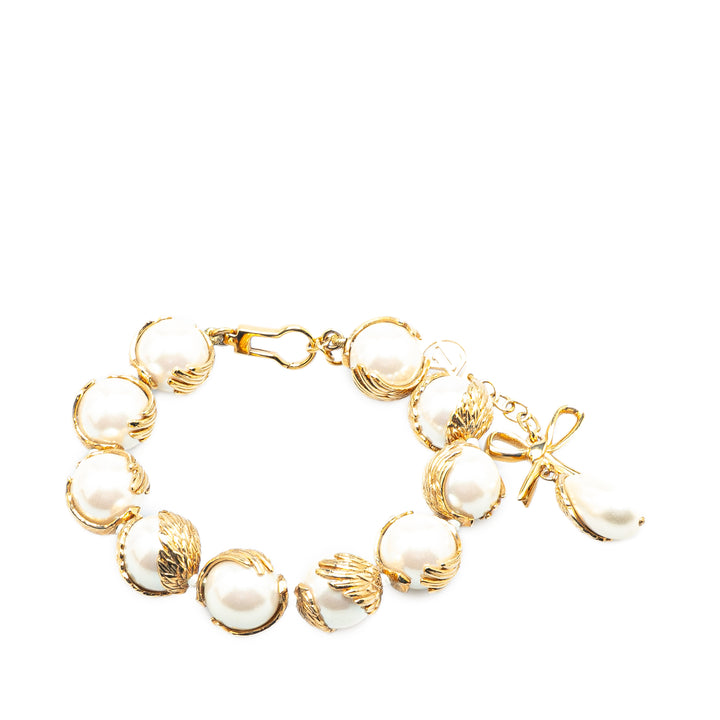 Gold Plated Faux Pearls Chain Bracelet Gold - Gaby Paris
