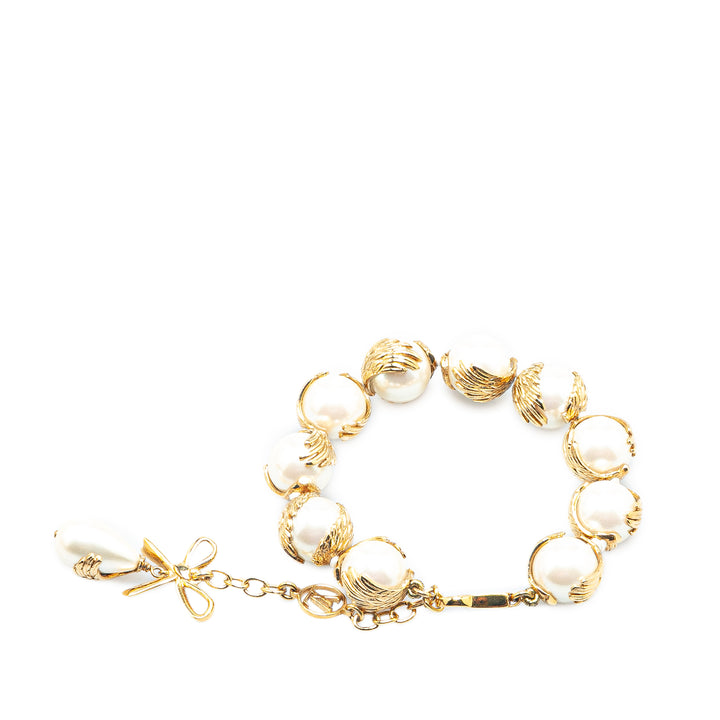Gold Plated Faux Pearls Chain Bracelet Gold - Gaby Paris