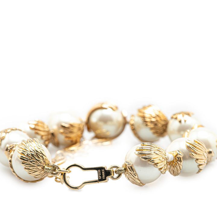 Gold Plated Faux Pearls Chain Bracelet Gold - Gaby Paris