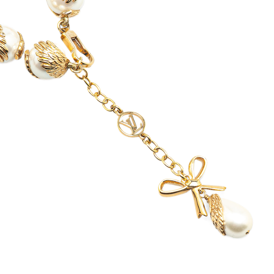 Gold Plated Faux Pearls Chain Bracelet Gold - Gaby Paris