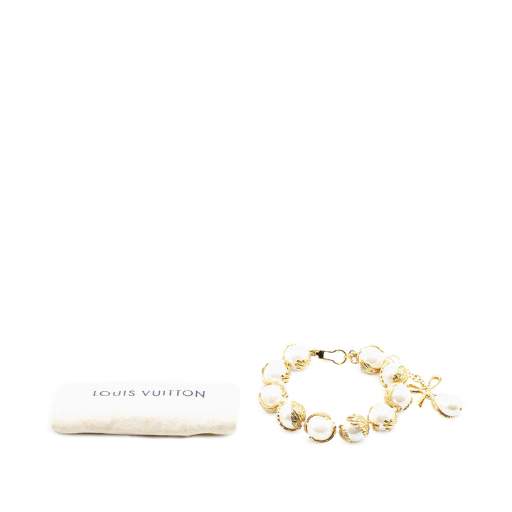 Gold Plated Faux Pearls Chain Bracelet Gold - Gaby Paris