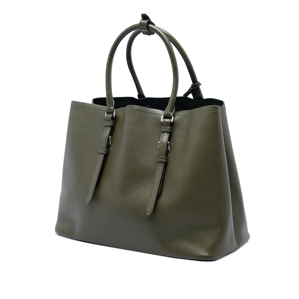 Prada Sac à main Double Poignée Saffiano Grand Vert – vue 2 – GABY PARIS