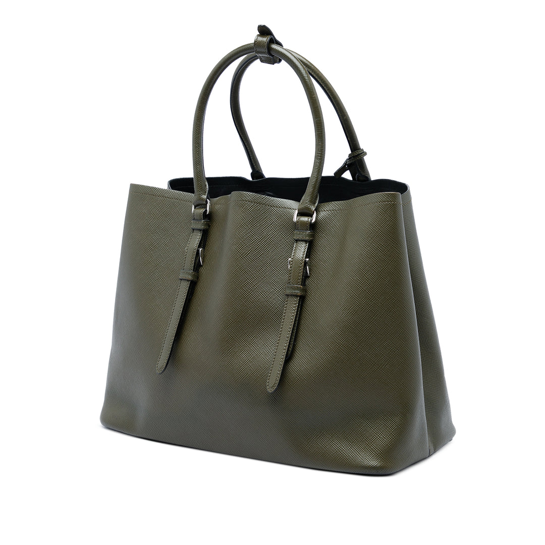 Prada Sac à main Double Poignée Saffiano Grand Vert – vue 2 – GABY PARIS