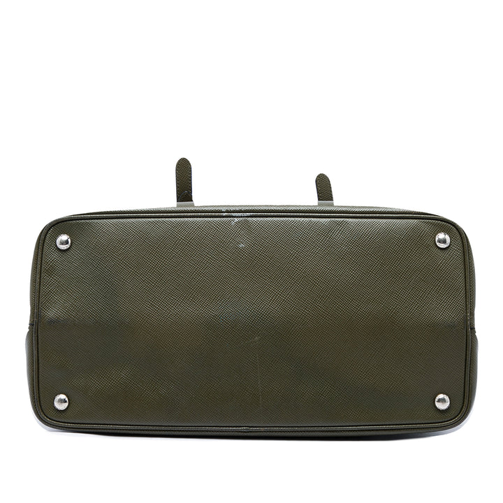 Prada Sac à main Double Poignée Saffiano Grand Vert – vue 3 – GABY PARIS