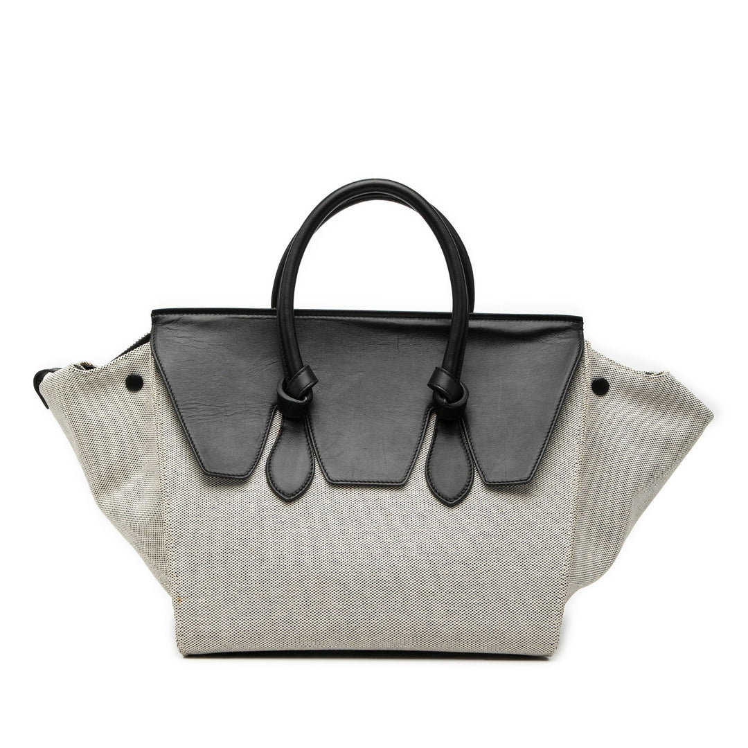 Celine Small Bicolor Toile et Cuir de veau Tie Knot Sac à main